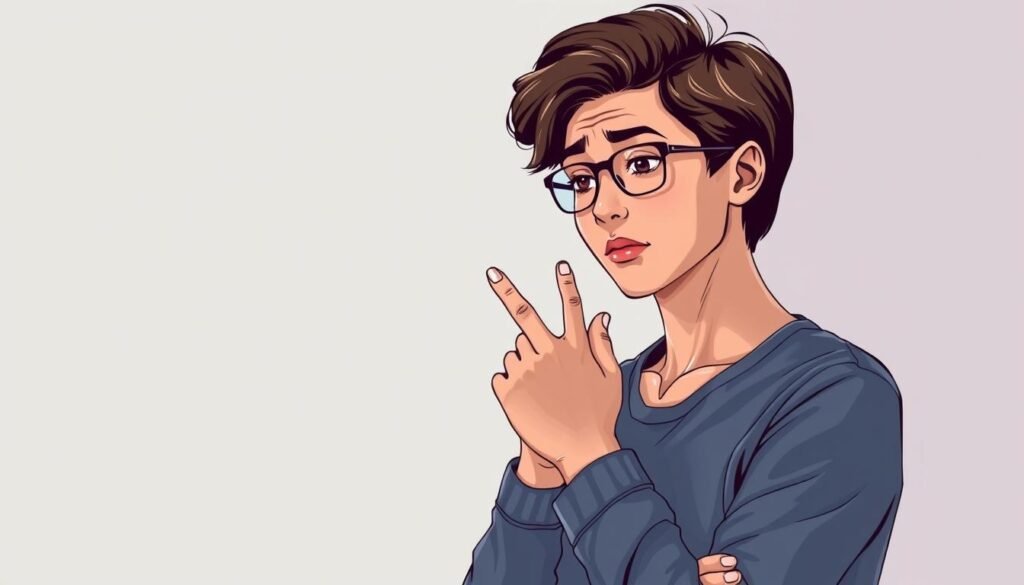 A detailed, high-quality illustration of a person reading the basic nonverbal body language cues, such as facial expressions, hand gestures, and body posture. Set in a neutral, well-lit studio environment with a simple backdrop, capturing the subject in an engaging, observational pose. The image should convey a sense of thoughtfulness and analysis, highlighting the nuances of unspoken communication. Utilize a photorealistic style with a crisp, clean aesthetic, emphasizing the clarity and precision of the subject's understanding of body language.
