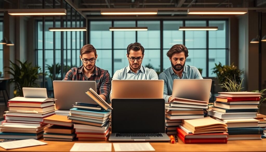 A vibrant and inviting tableau showcasing a diverse array of data science certification courses. In the foreground, an array of laptops, books, and study materials are artfully arranged, conveying a sense of academic rigor and professional development. The middle ground features a trio of data scientists, each engrossed in their respective coursework, their expressions radiating focus and determination. In the background, a sleek and modern office setting, complete with floor-to-ceiling windows, provides a sophisticated and technology-driven ambiance. Warm, directional lighting illuminates the scene, casting a soft, inspirational glow and emphasizing the educational and career-enhancing nature of the courses on display. The overall composition strikes a balance between professionalism and approachability, inviting the viewer to imagine themselves embarking on a transformative data science journey.