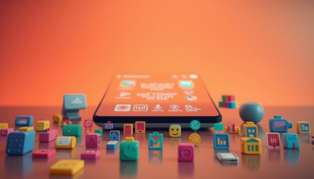 A vibrant and modern image of online learning platforms, captured with a cinematic wide-angle lens. In the foreground, a collection of colorful, minimalist icons representing various e-learning tools and services, arranged in a visually striking layout. The middle ground features a sleek, futuristic-looking interface with clean typography and intuitive navigation, hinting at the seamless user experience. In the background, a soft, blurred gradient of warm, earthy tones creates a sense of depth and sophistication, complementing the digital elements. The overall composition conveys a balance of technology, education, and a calm, inviting atmosphere.