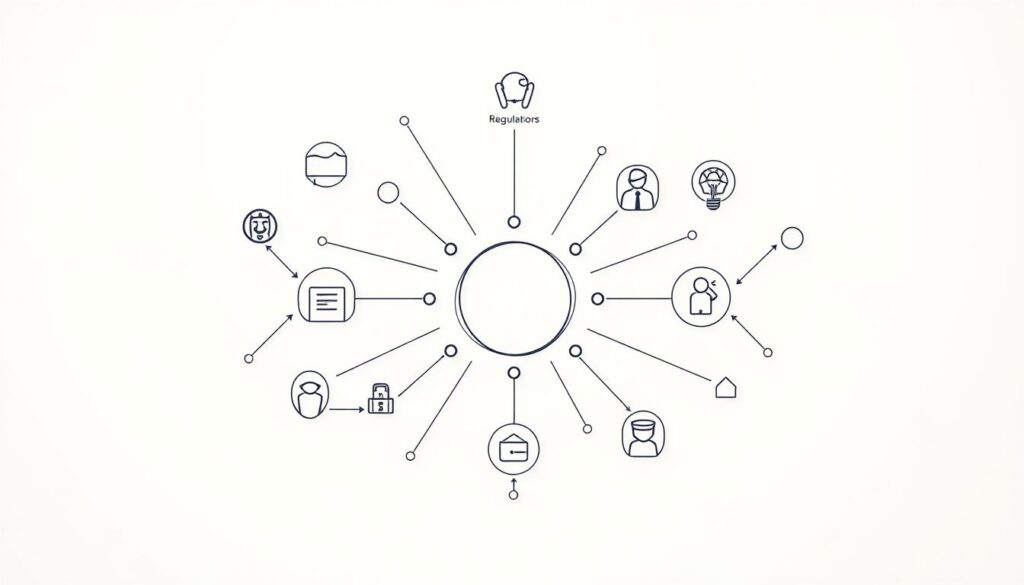 An array of interconnected shapes and icons representing the core components of emotional intelligence - self-awareness, self-regulation, motivation, empathy, and social skills. A minimalist, geometric design with a clean, modern aesthetic. Soft, muted colors create a calming, contemplative atmosphere. Lighting is diffused and gentle, evoking a sense of introspection. The composition is balanced and symmetrical, with the various elements arranged in a visually harmonious manner. The overall impression is one of clarity, insight, and the interconnectedness of the different facets of emotional intelligence.