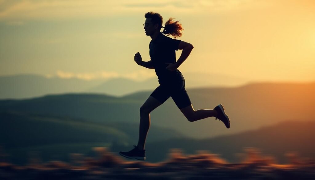 A dynamic, momentum-filled scene depicting a person in motion, embodying the two-minute rule's principle of starting now and overcoming resistance. The figure appears to be running or walking with purposeful strides, their body language conveying a sense of urgency and determination. The background is a blurred, abstract landscape, emphasizing the central figure's forward movement. Soft, warm lighting from the side accentuates the subject's silhouette, creating a sense of energy and momentum. The overall composition and mood evoke a feeling of progress, action, and the power of taking that first step. A dynamic, momentum-filled scene depicting a person in motion, embodying the two-minute rule's principle of starting now and overcoming resistance. The figure appears to be running or walking with purposeful strides, their body language conveying a sense of urgency and determination. The background is a blurred, abstract landscape, emphasizing the central figure's forward movement. Soft, warm lighting from the side accentuates the subject's silhouette, creating a sense of energy and momentum. The overall composition and mood evoke a feeling of progress, action, and the power of taking that first step.