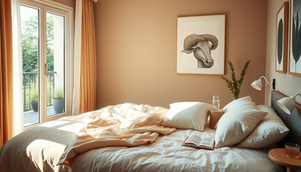 A serene bedroom scene, bathed in warm, natural lighting from a large window. On a cozy bed, plush pillows and a soft, inviting blanket invite the viewer to rest. A small side table holds a glass of water, a book, and perhaps a gentle lamp. The walls are decorated with soothing, minimal artwork, creating a calming atmosphere. In the background, a glimpse of a peaceful, plant-filled balcony or terrace, hinting at the tranquility outside. The overall composition conveys a sense of relaxation, comfort, and an opportunity to recharge through a midday nap or quiet contemplation. A serene bedroom scene, bathed in warm, natural lighting from a large window. On a cozy bed, plush pillows and a soft, inviting blanket invite the viewer to rest. A small side table holds a glass of water, a book, and perhaps a gentle lamp. The walls are decorated with soothing, minimal artwork, creating a calming atmosphere. In the background, a glimpse of a peaceful, plant-filled balcony or terrace, hinting at the tranquility outside. The overall composition conveys a sense of relaxation, comfort, and an opportunity to recharge through a midday nap or quiet contemplation.