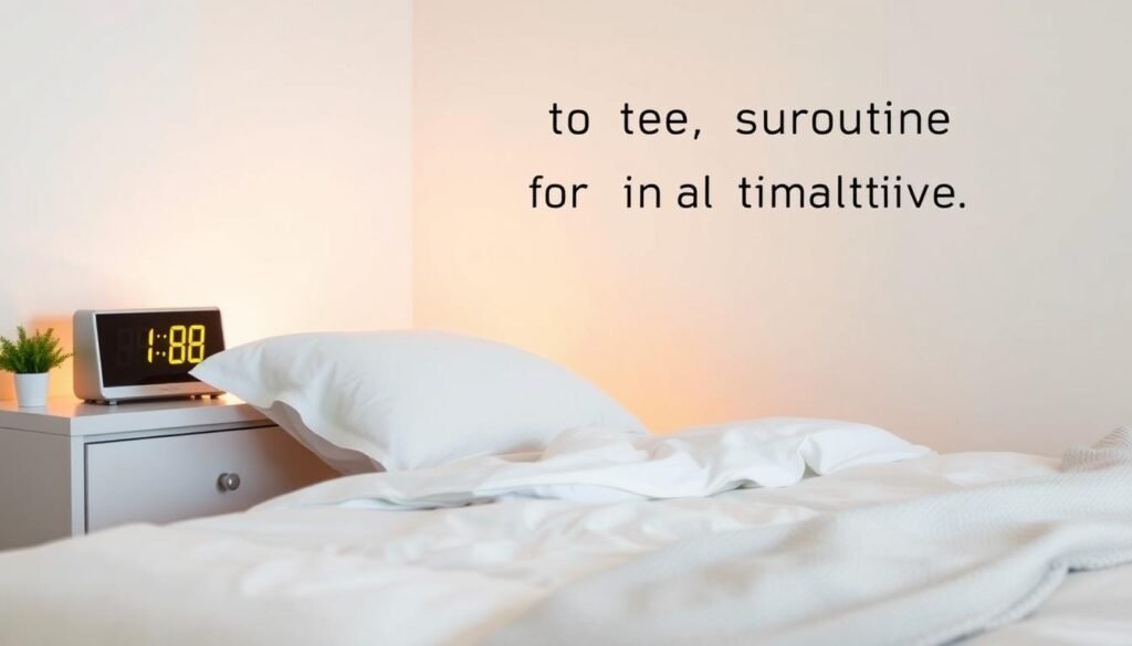 A serene bedroom scene, with a comfortable bed taking center stage. Soft, warm lighting casts a peaceful glow, and calming pastel hues dominate the color palette. On the nightstand, a digital clock displays the time, emphasizing the importance of a consistent sleep schedule. The room is uncluttered, with minimalist decor that promotes a sense of tranquility. Subtle textures, such as plush bedding and a cozy throw blanket, invite the viewer to imagine themselves in this restful environment. The overall atmosphere conveys the importance of maintaining a stable sleep routine for long-term well-being. A serene bedroom scene, with a comfortable bed taking center stage. Soft, warm lighting casts a peaceful glow, and calming pastel hues dominate the color palette. On the nightstand, a digital clock displays the time, emphasizing the importance of a consistent sleep schedule. The room is uncluttered, with minimalist decor that promotes a sense of tranquility. Subtle textures, such as plush bedding and a cozy throw blanket, invite the viewer to imagine themselves in this restful environment. The overall atmosphere conveys the importance of maintaining a stable sleep routine for long-term well-being.