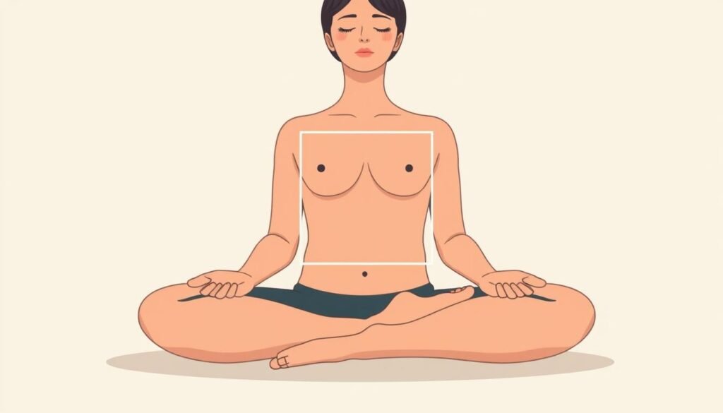 A serene, minimalist illustration depicting the box breathing technique. A person sits cross-legged, with their eyes closed, focusing intently on their breath. The foreground features their torso and hands, palm-up, in a meditative pose. The middle ground showcases a simple, clean-lined box shape, representing the four-part breathing cycle: inhale for four counts, hold for four counts, exhale for four counts, hold for four counts. The background is a soft, muted color palette, creating a calming, introspective atmosphere. Soft, diffused lighting illuminates the scene, evoking a sense of tranquility and focus. A serene, minimalist illustration depicting the box breathing technique. A person sits cross-legged, with their eyes closed, focusing intently on their breath. The foreground features their torso and hands, palm-up, in a meditative pose. The middle ground showcases a simple, clean-lined box shape, representing the four-part breathing cycle: inhale for four counts, hold for four counts, exhale for four counts, hold for four counts. The background is a soft, muted color palette, creating a calming, introspective atmosphere. Soft, diffused lighting illuminates the scene, evoking a sense of tranquility and focus.