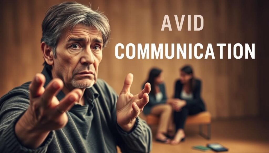 A striking scene depicting the importance of avoiding communication errors. In the foreground, a person gestures expressively, their face etched with concern, symbolizing the gravity of the topic. The middle ground features a group of people in thoughtful discussion, their body language suggesting active listening and mutual understanding. The background is softly blurred, creating a sense of focus on the central message. Warm, earthy tones predominate, conveying a sense of wisdom and thoughtfulness. Subtle lighting casts a gentle, reflective glow, inviting the viewer to ponder the complexities of effective communication. A striking scene depicting the importance of avoiding communication errors. In the foreground, a person gestures expressively, their face etched with concern, symbolizing the gravity of the topic. The middle ground features a group of people in thoughtful discussion, their body language suggesting active listening and mutual understanding. The background is softly blurred, creating a sense of focus on the central message. Warm, earthy tones predominate, conveying a sense of wisdom and thoughtfulness. Subtle lighting casts a gentle, reflective glow, inviting the viewer to ponder the complexities of effective communication.